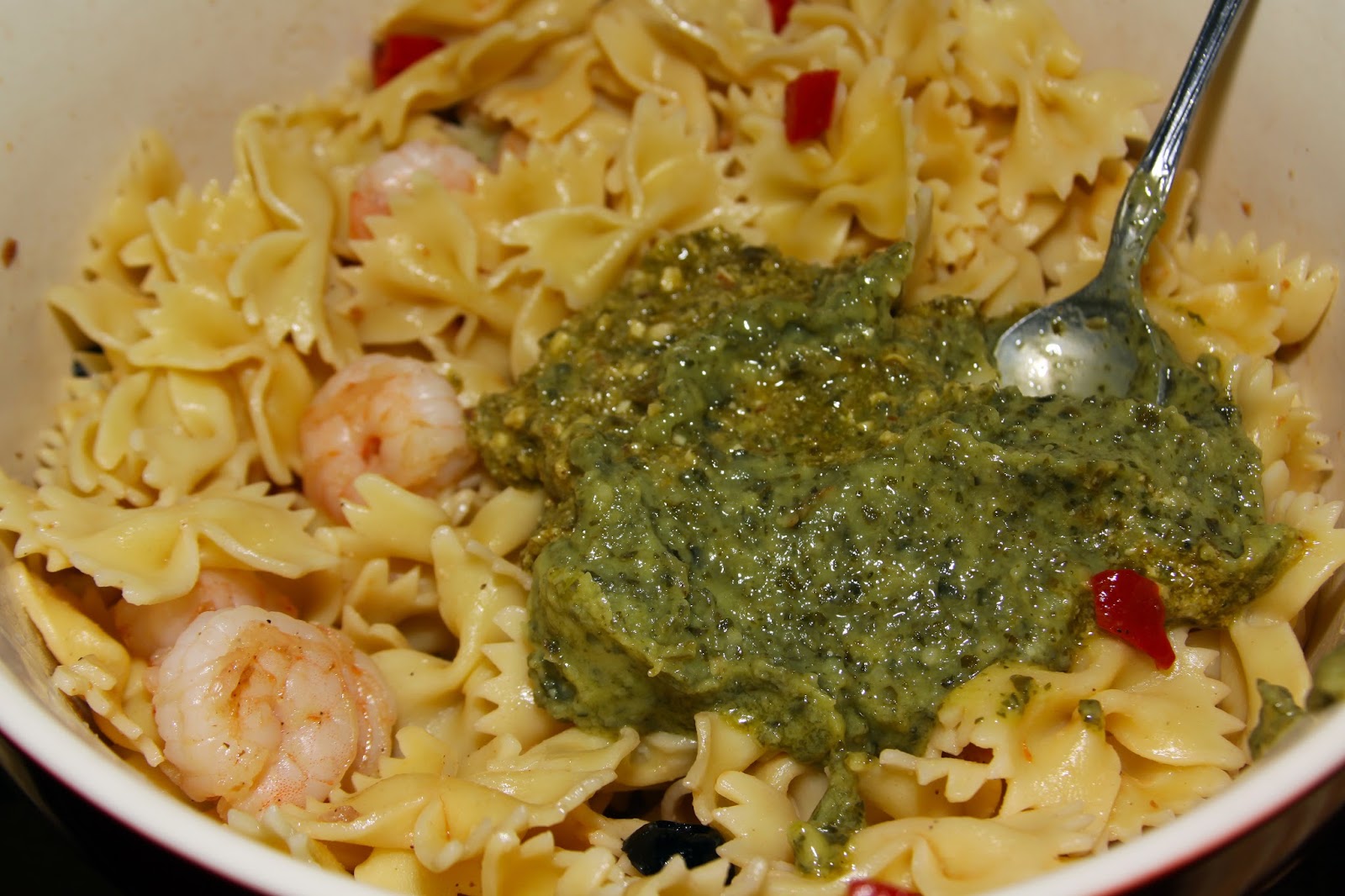 For the Love of Food Pesto Shrimp with Bow Tie Pasta