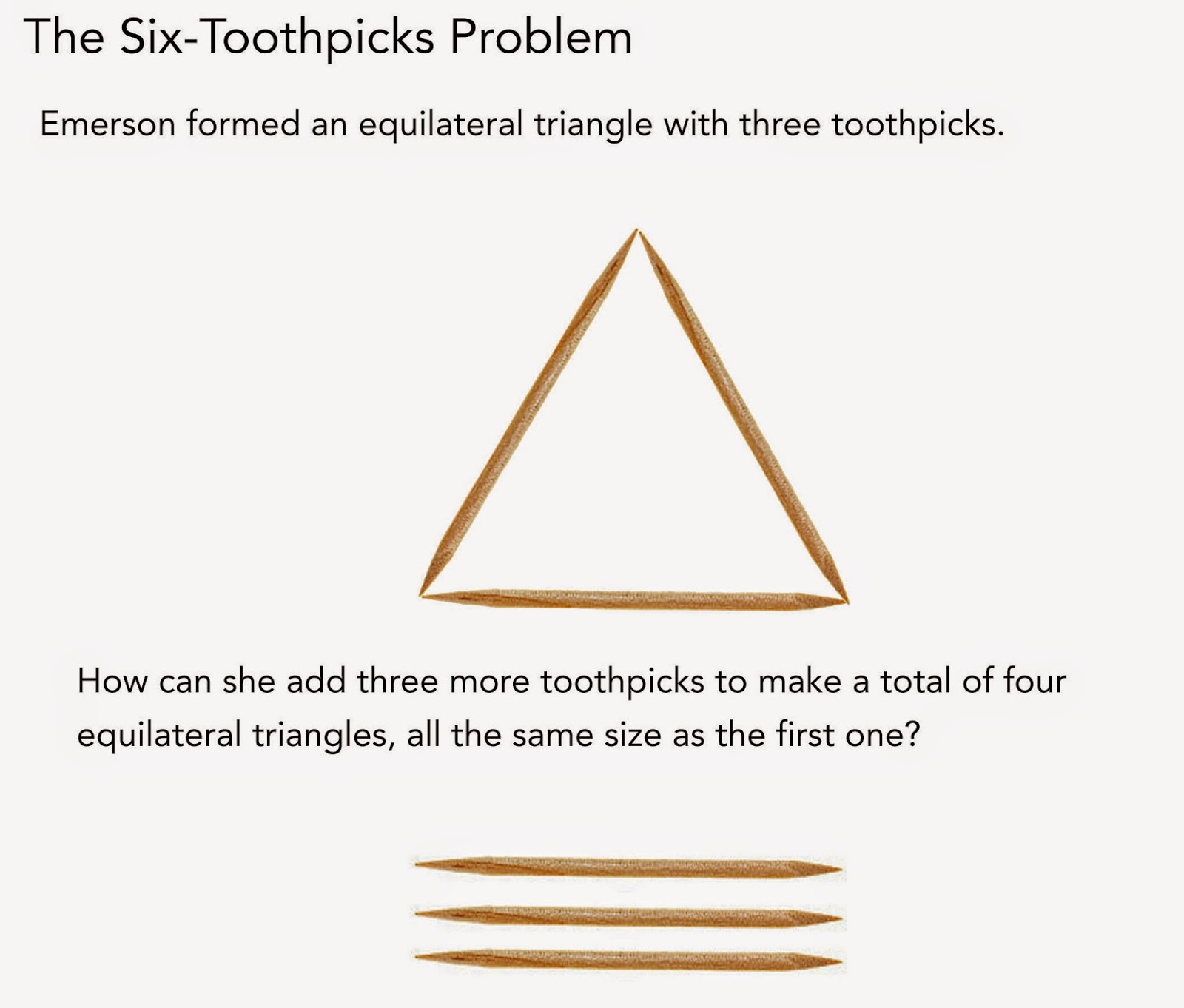 1001 Math Problems Six Toothpick Problem
