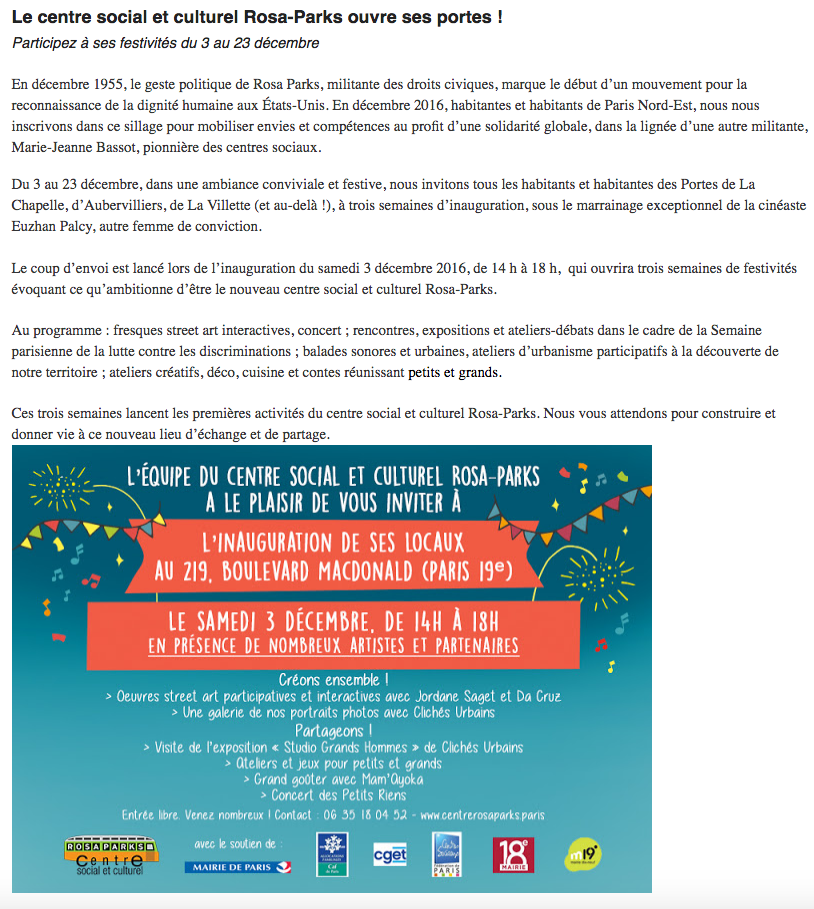 rencontres urbaines villette