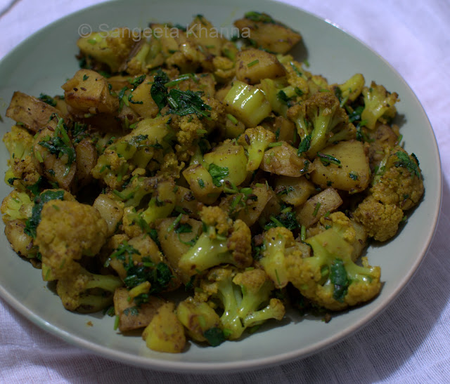 Cauliflowers and potatoes for a quick stir fry, or make it a warm salad...