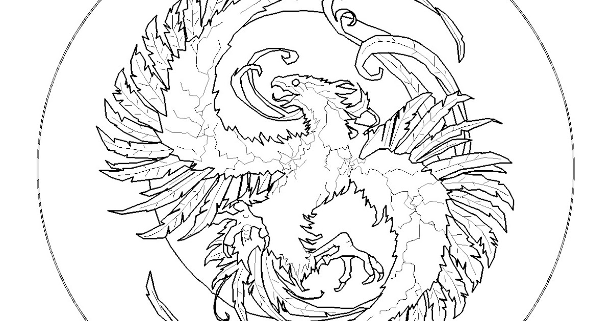 Coloring Page World Fiery Phoenix (Portrait)