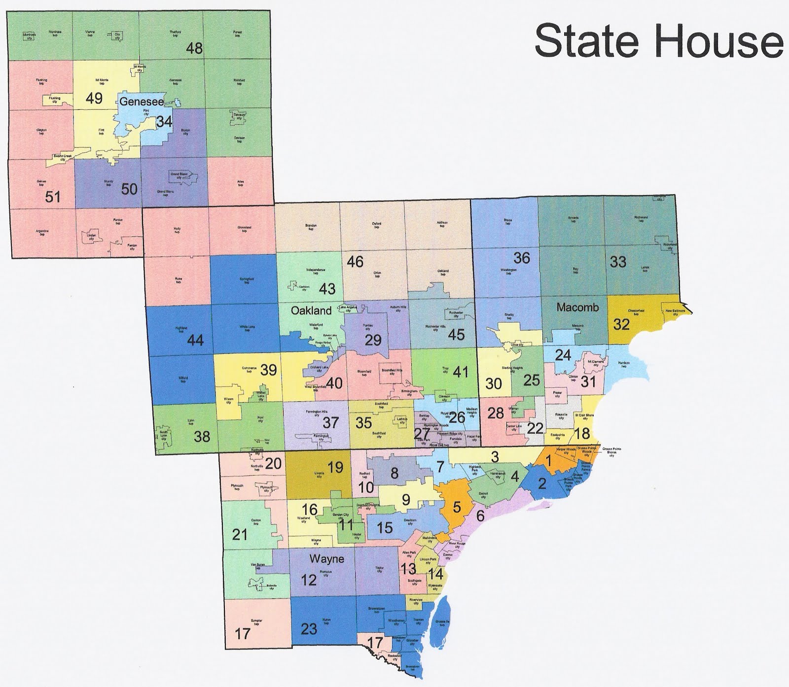 Michigan State House District Map Michigan Map
