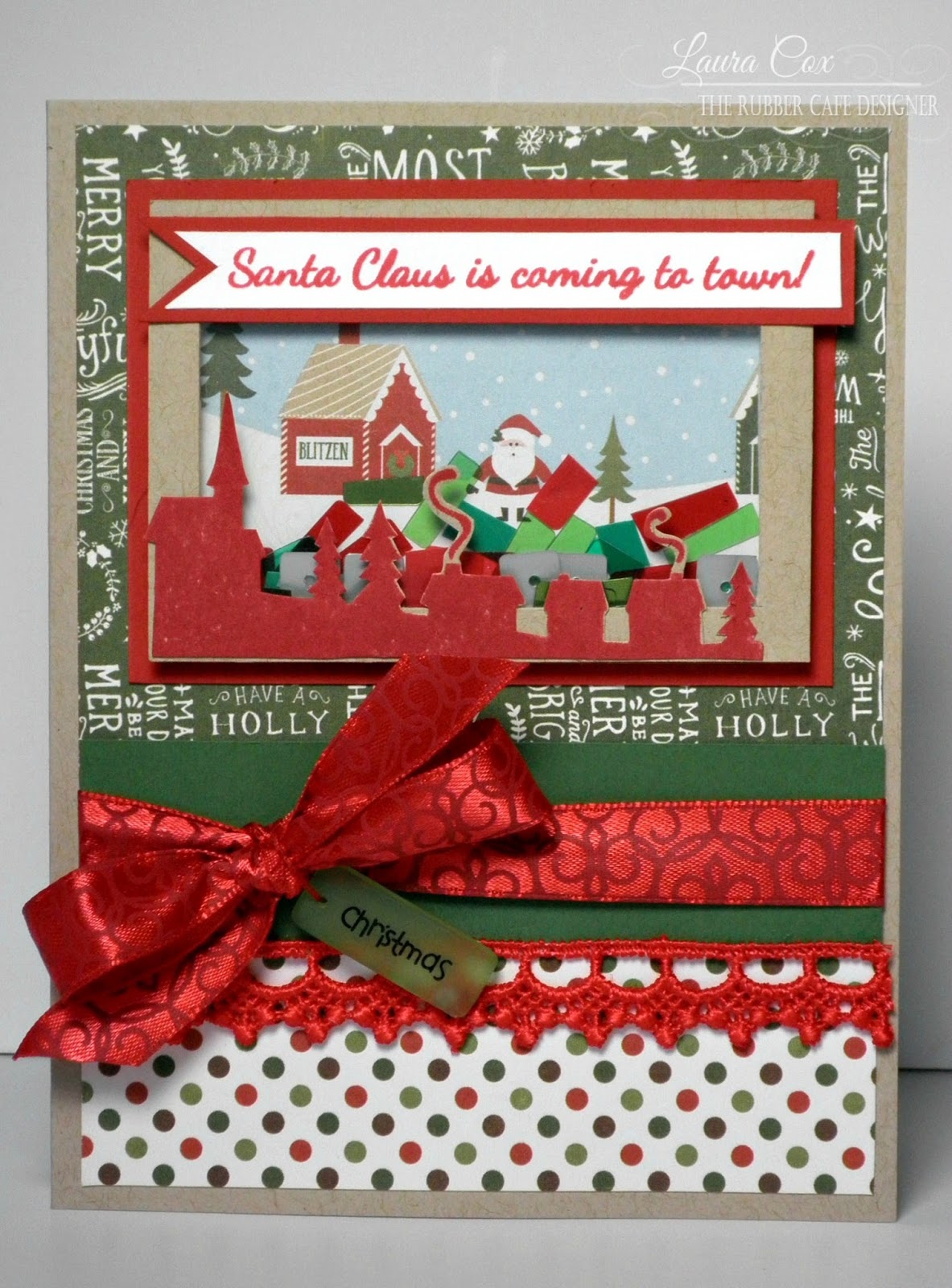 the rubber cafe design team blog: santa's coming shaker card the rubber cafe design team blog: santa's coming shaker card