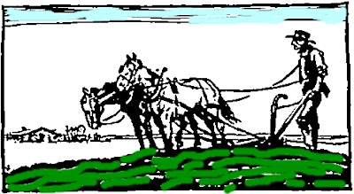 Farmer plowing his field