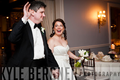 Bride and Groom entering wedding reception at Mansion at the Valley Country Club in Towson
