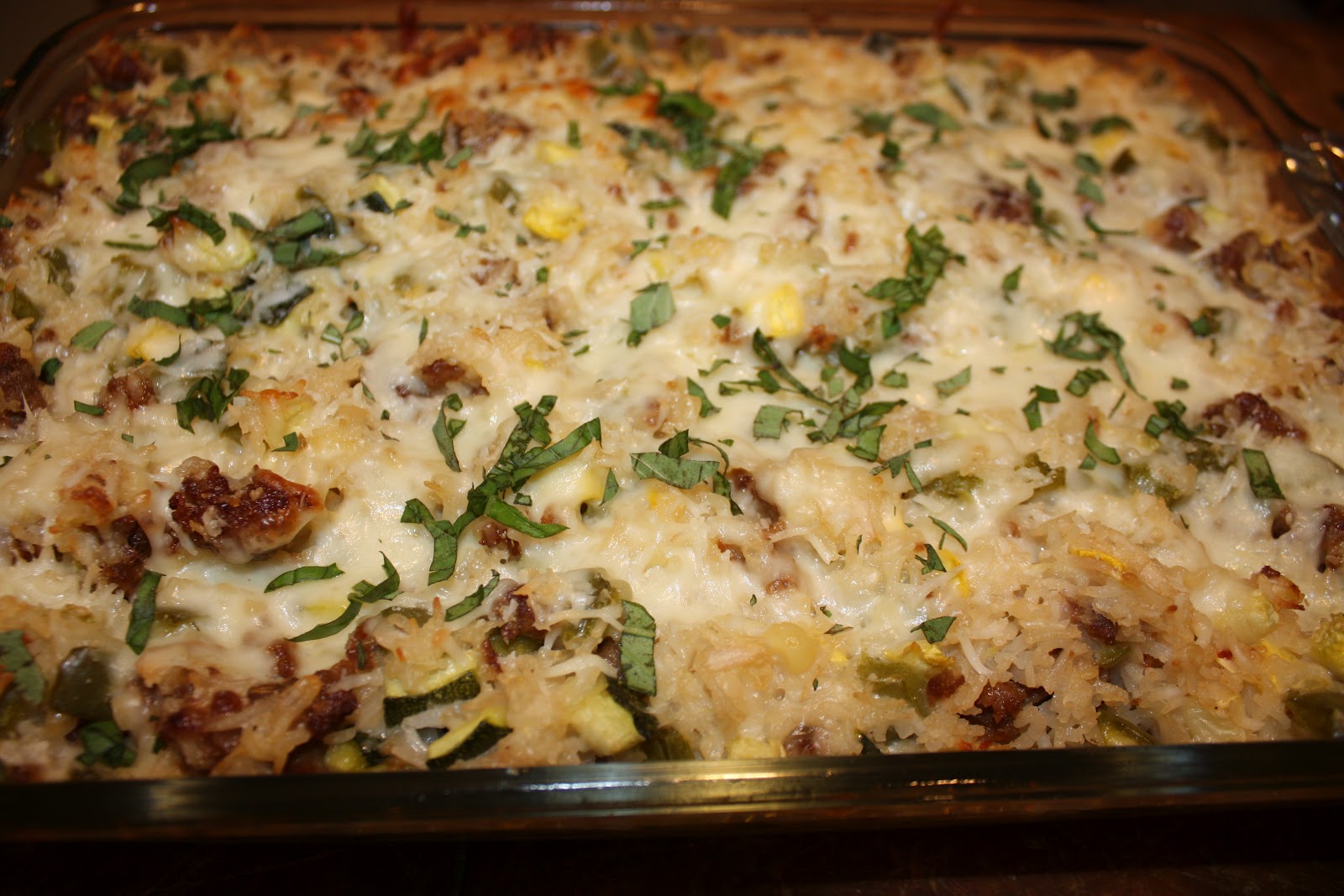 Fleur de Lolly Zucchini, Rice and Italian Sausage Casserole