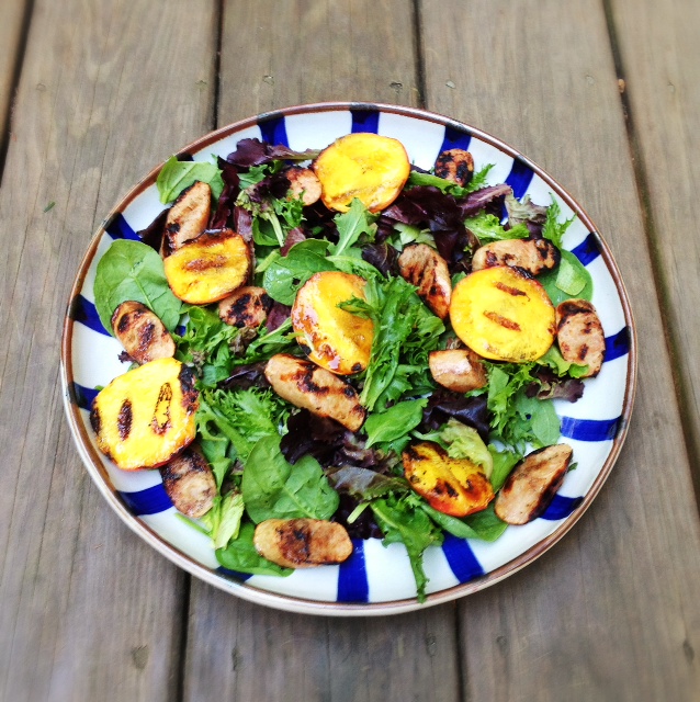 Mix it Up Grilled Peach and Sausage Salad