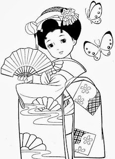 desenho de gueixa japonesa para pintar