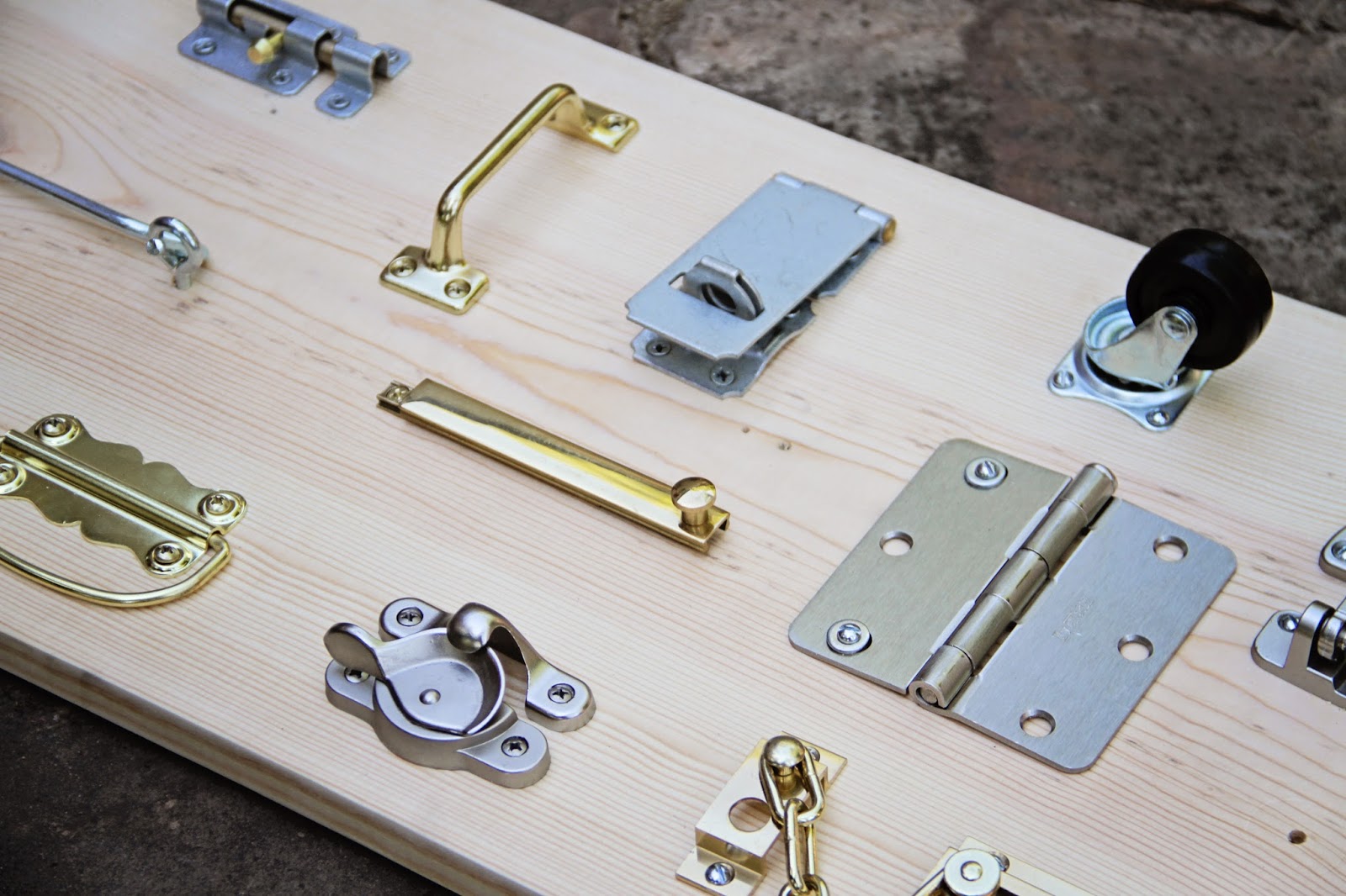 Running from the Law DIY Lock and Hinge Board for Toddlers