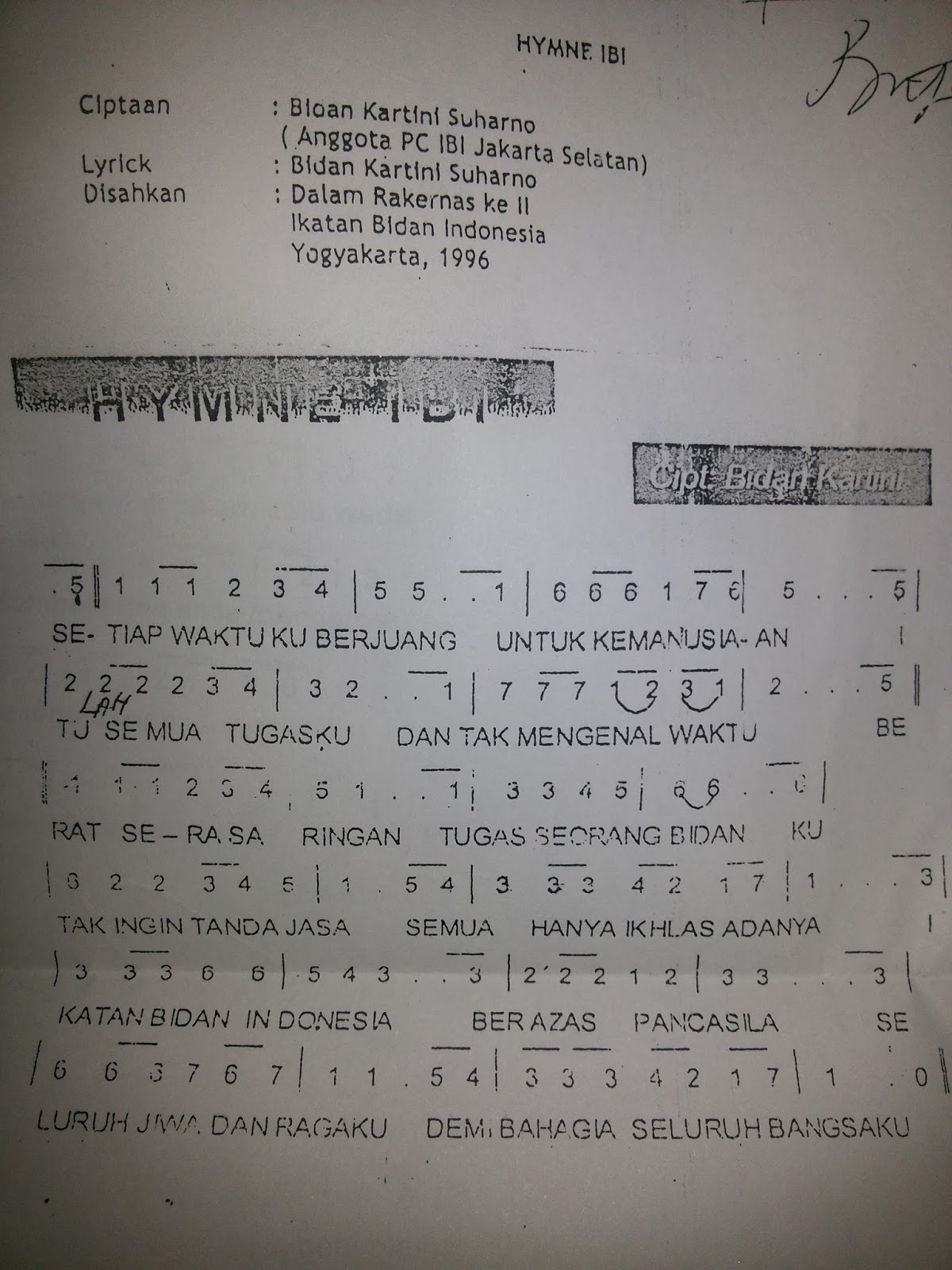 Lirik Lagu Mars Ibi Lirik Lagu Mars Ibi
