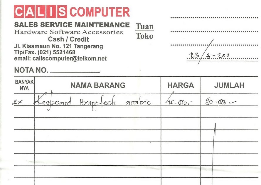 Kwitansi Toko Komputer