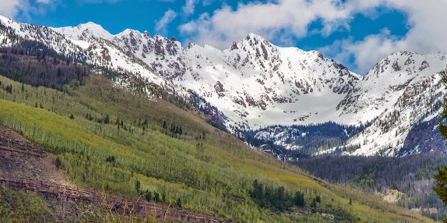 Grand Traverse Peak in the Gore Mountain Range near the town of Vail Colorado covered in snow