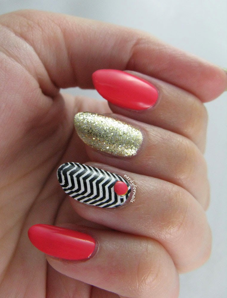 Coral Bundle Monster Stamping Chevron Skittlette with Studs