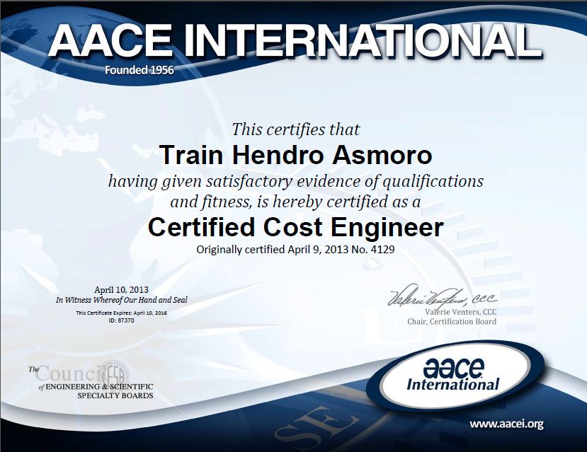 [ blog of mine ] Certified Cost Engineer (CCE)