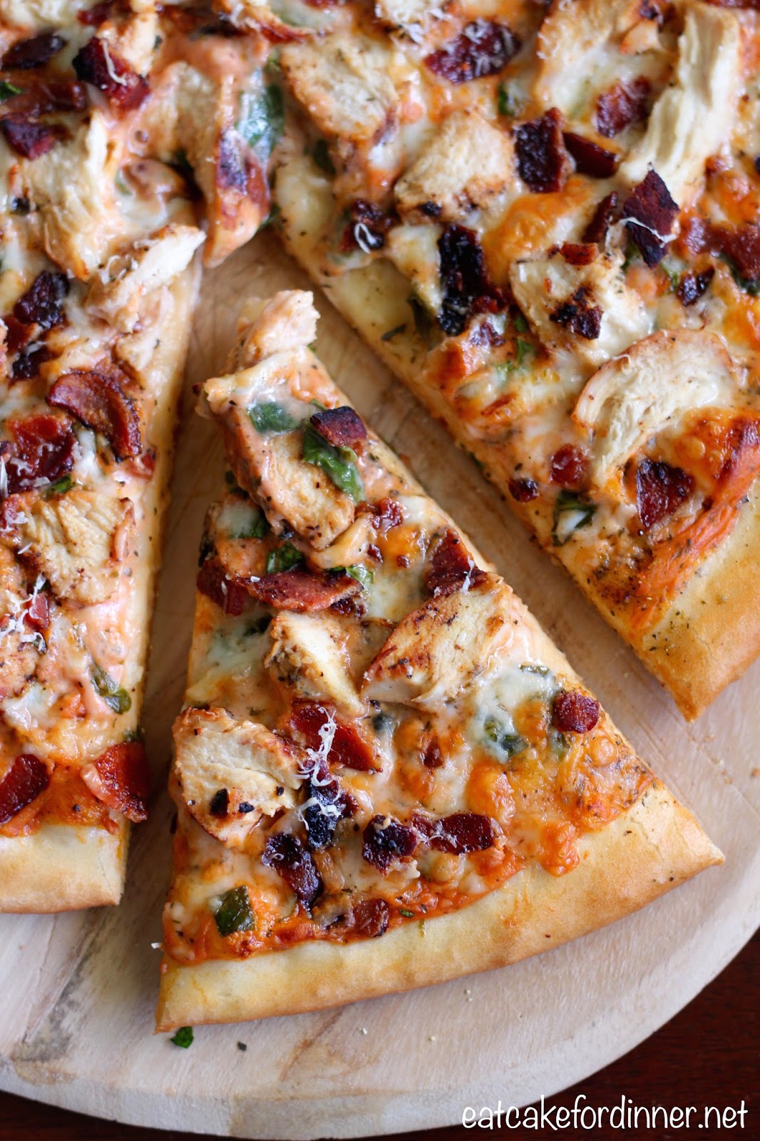 Tomato Alfredo Pizza with Chicken, Spinach and Bacon Eat Cake For