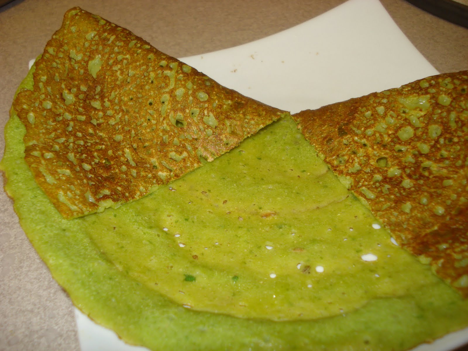 The Sizzling Pan "For Little Tummies" Spinach Dosa with Walnut or