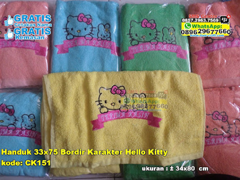 Handuk 33x75 Bordir Karakter Hello Kitty murah
