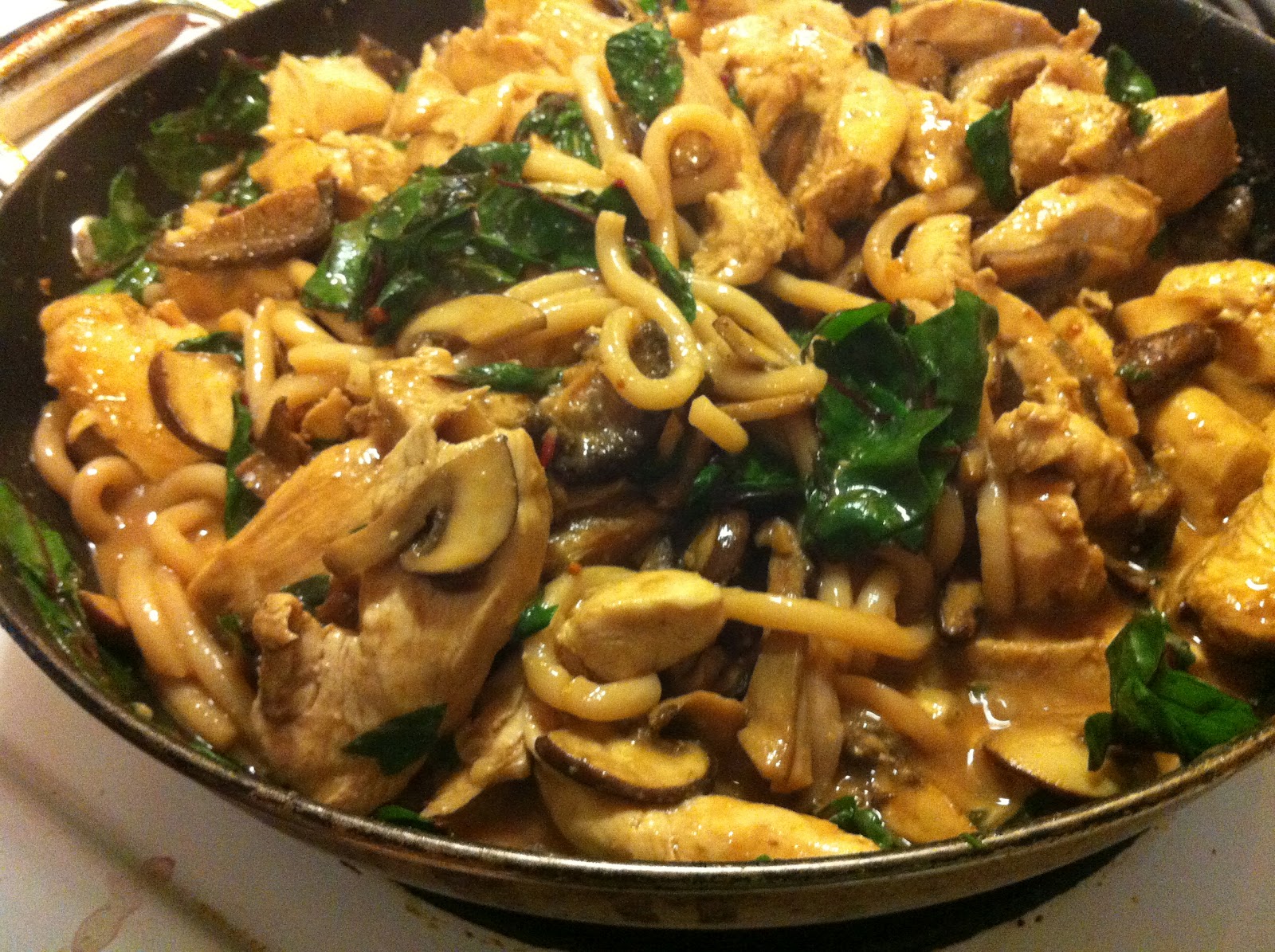 Recipes from 4EveryKitchen Thai Style Chicken Mushroom Udon Stir Fry