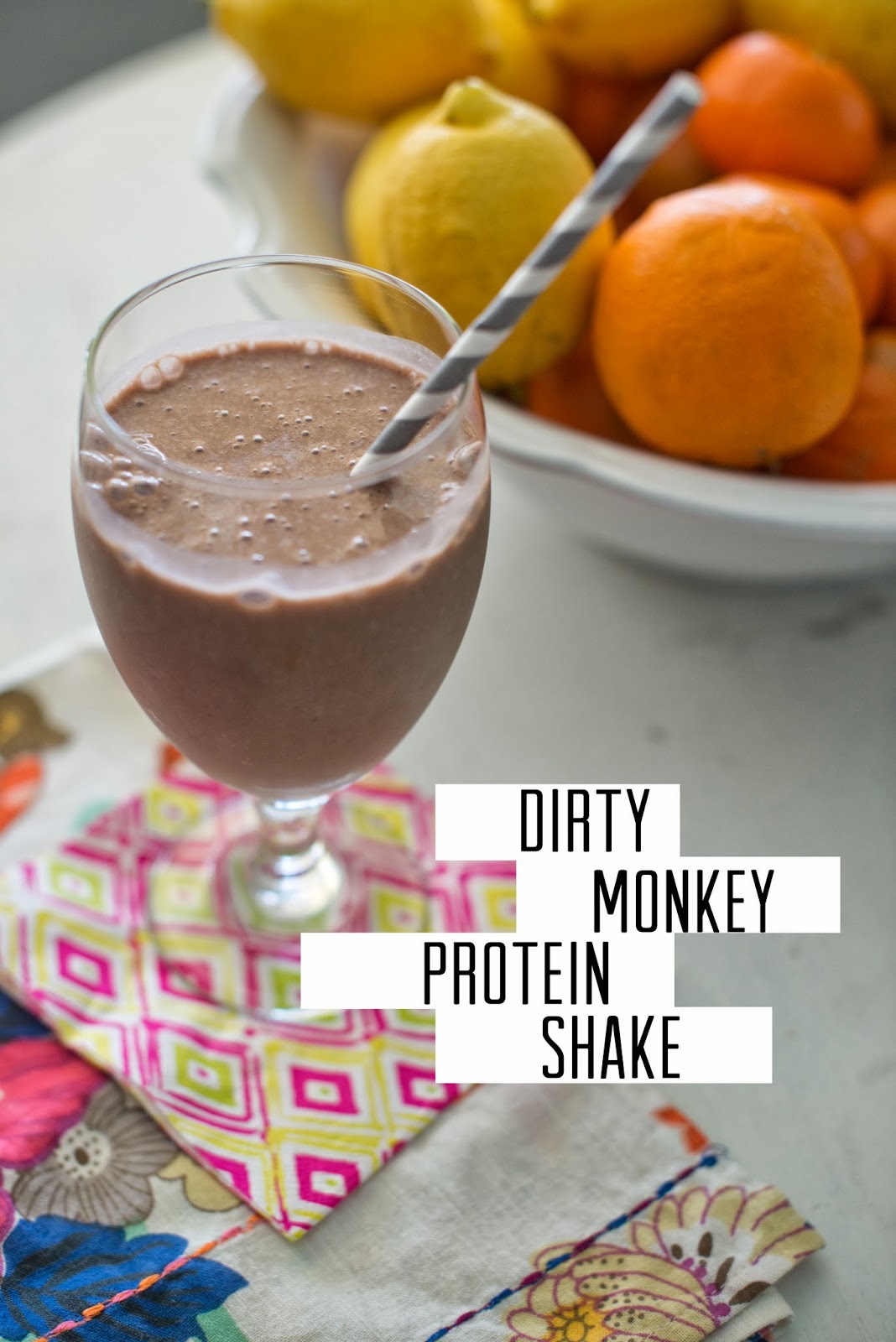 Dirty Monkey Protein Shake | Inspired by the popular chocolate banana Mexican cocktail.  A healthy treat to start your morning.