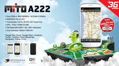Mito A222: Smartphone Android Dual SIM, Layar 4,6 Inch
