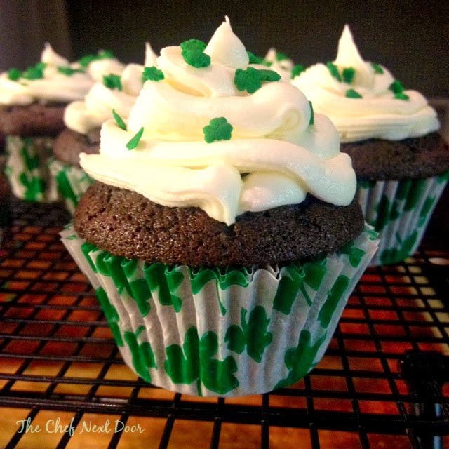 Chocolate Irish Cream Cupcakes with Irish Cream Buttercream Frosting