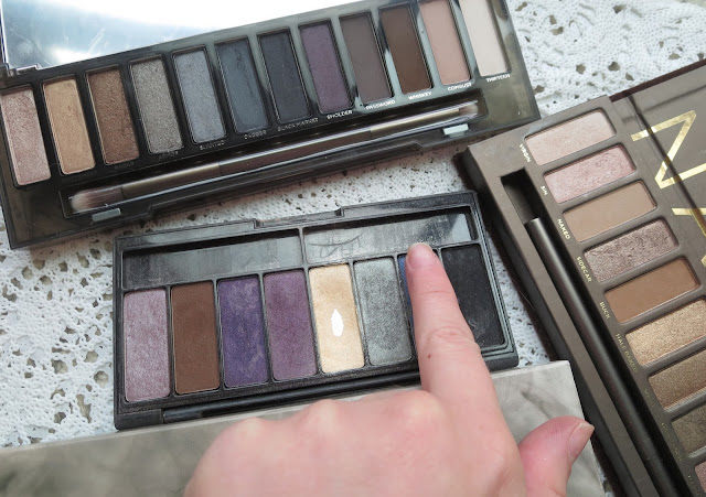 a picture of Palette Comparison;  Naked (original), Naked Smoky, Kat Von D Beethoven