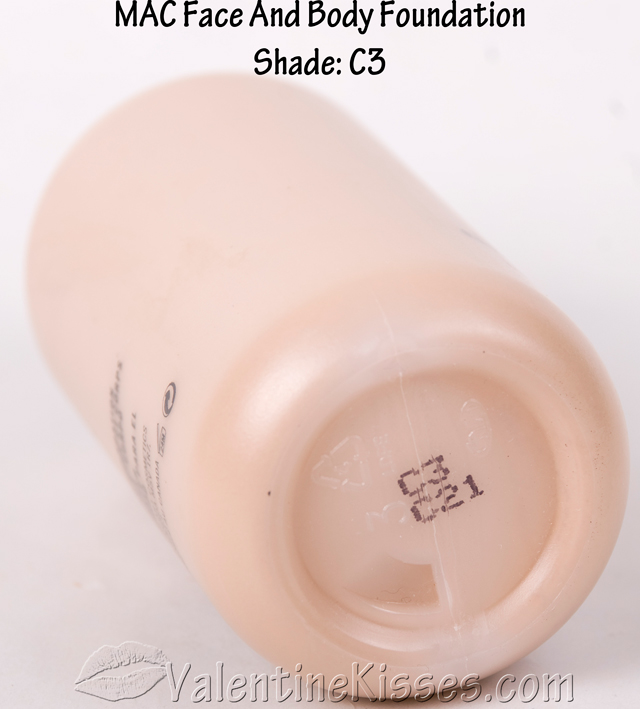 Valentine Kisses MAC Face and Body Foundation swatches, before