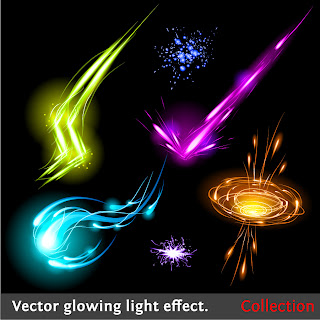 カラフルなグロー ライトで表現した光る流線素材 colorful bright flow line vector イラスト素材