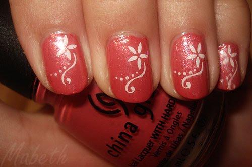 +red+and+white nail flower art | Simple nail designs, Fancy nails, Nail