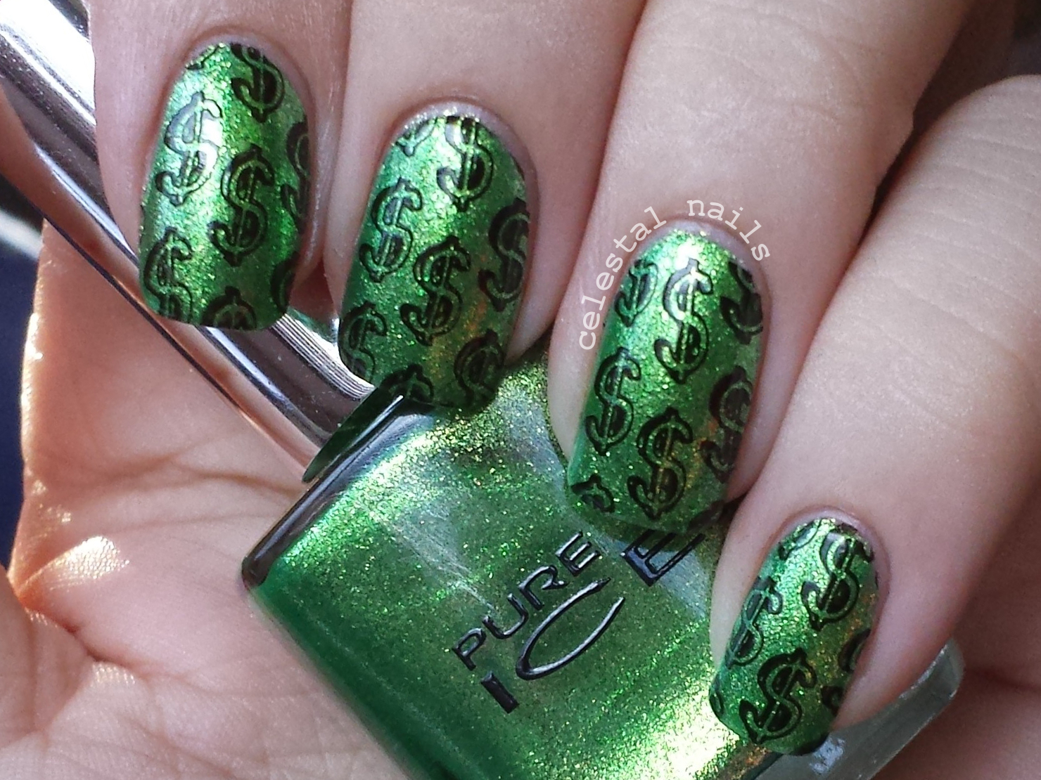 money green nail design