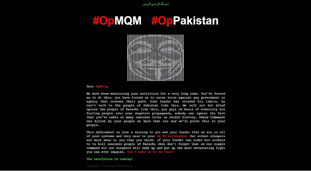 MQM Website Hacked by TTP In Response to Altaf Hussain's Threats