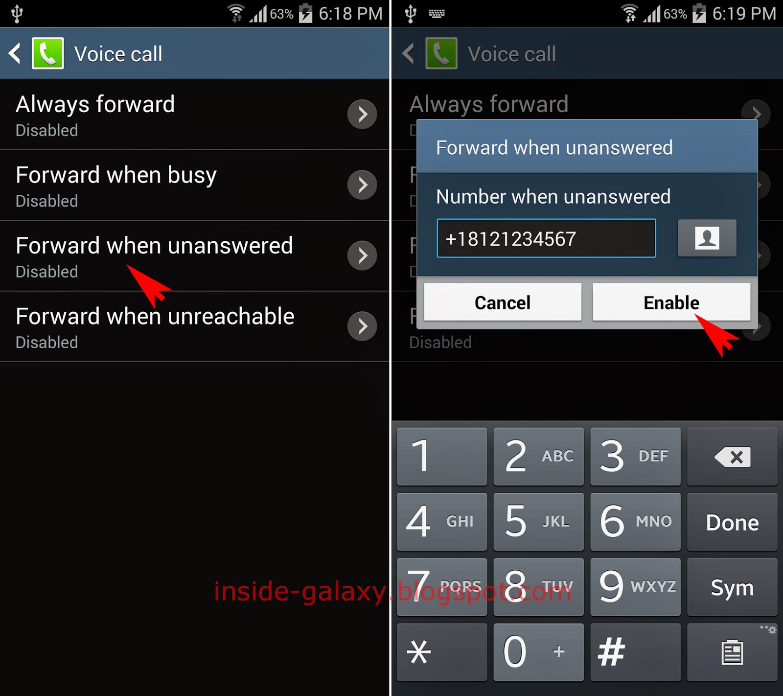 call divert option in android
