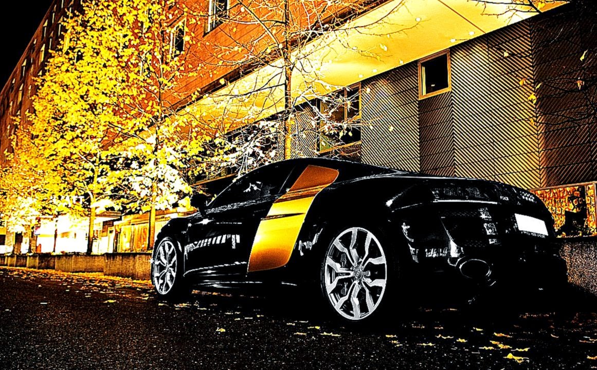 Download Gorgeous Audi R8 Black at Night Wallpaper in 1366x768 Download Gorgeous Audi R8 Black at Night Wallpaper in 1366x768