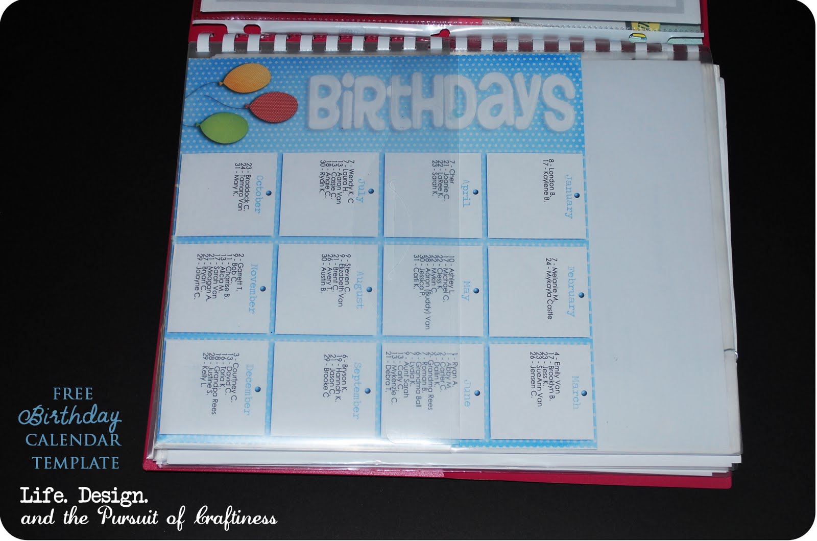 office birthday calendar