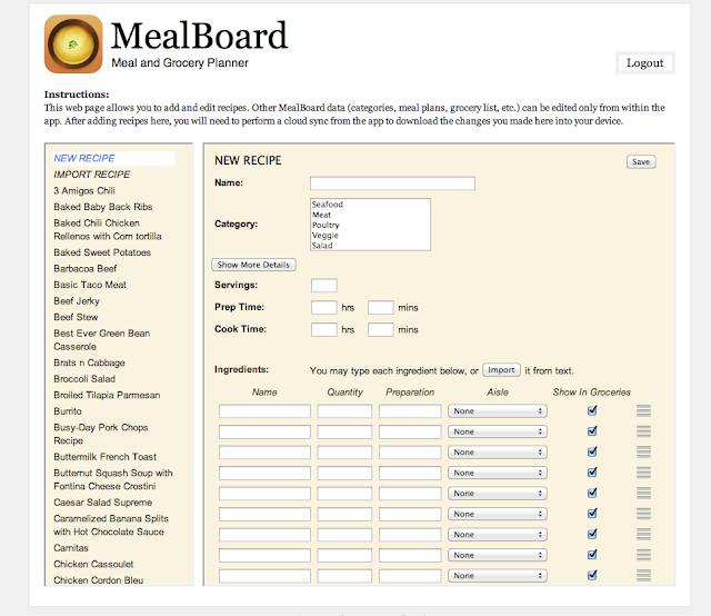 MealBoard - a cool new Meal Planning, grocery shopping list producing App!  #menu #mealplanning #app #iphone