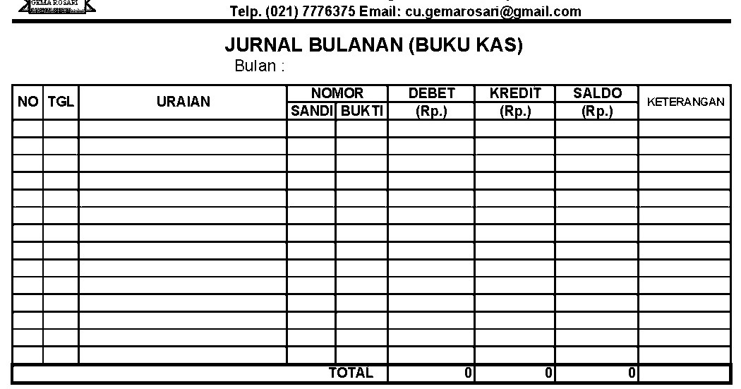 Akuntansi Yeeahh D .. JURNAL BULANAN ATAU BUKU KAS