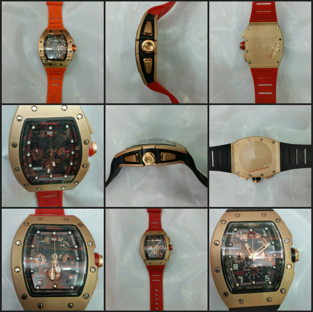 Original Richard Mille Authentic Men's Watch With Soft Red Strap (Skull Face / None Skull Face)