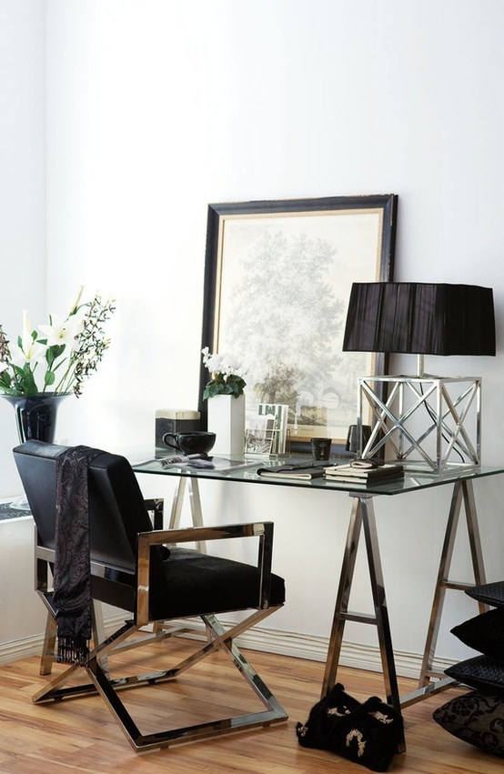 A Glass Top Desk for Our Home Office Driven by Decor