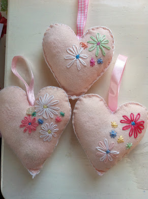 Felt embroidered hearts