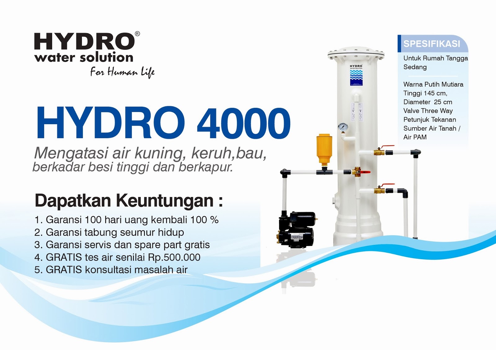 HYDRO WATER SOLUTION — Filter Penyaring Air Hydro 4000 HYDRO WATER...