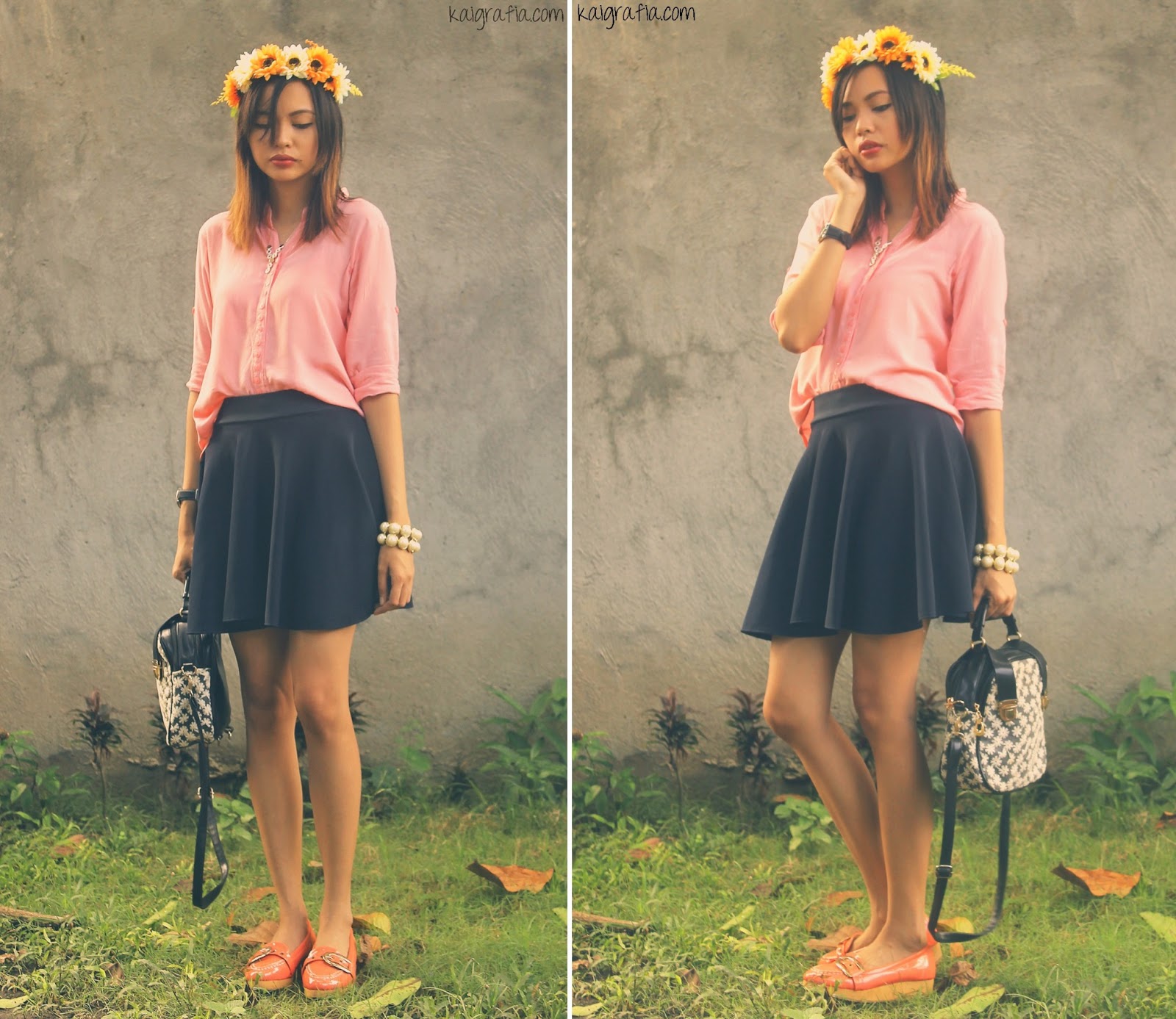 simple outfit of the day peach and flowers