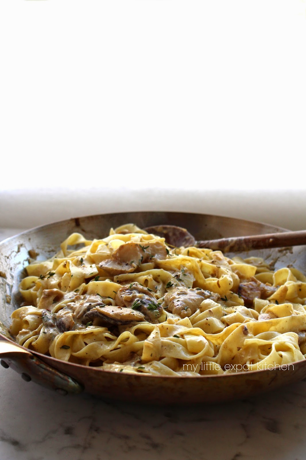 My Little Expat Kitchen Fettuccine with fresh porcini mushrooms and