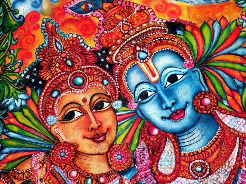 Anjali Vilasini Radha Krishna Fabric painting