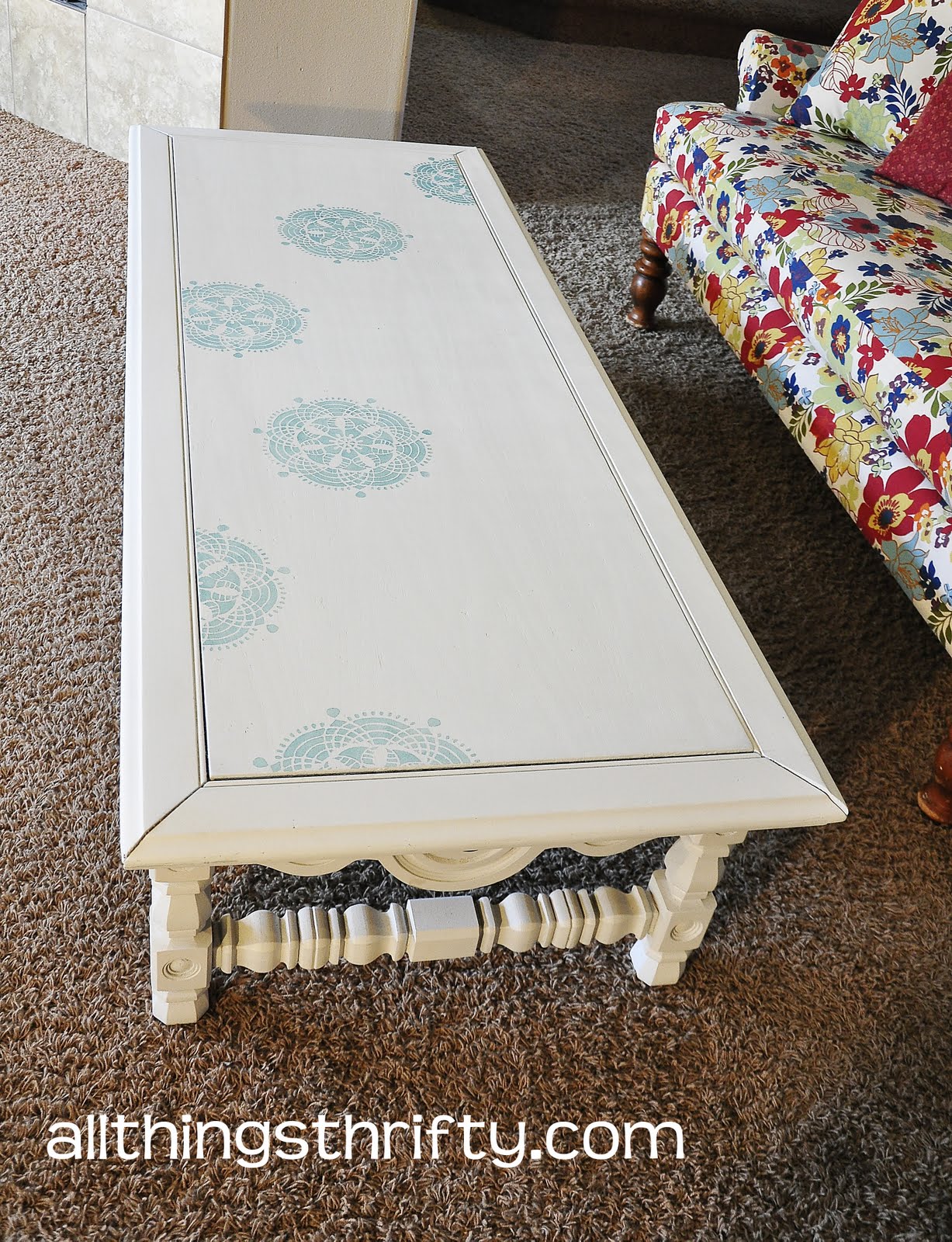 Yard Sale Coffee Table Transformation via Martha Stewart’s Decorative