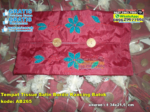 Tempat Tissue Satin Bordir Kancing Batok grosir