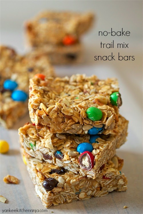 no bake, low guilt trail mix snack bars