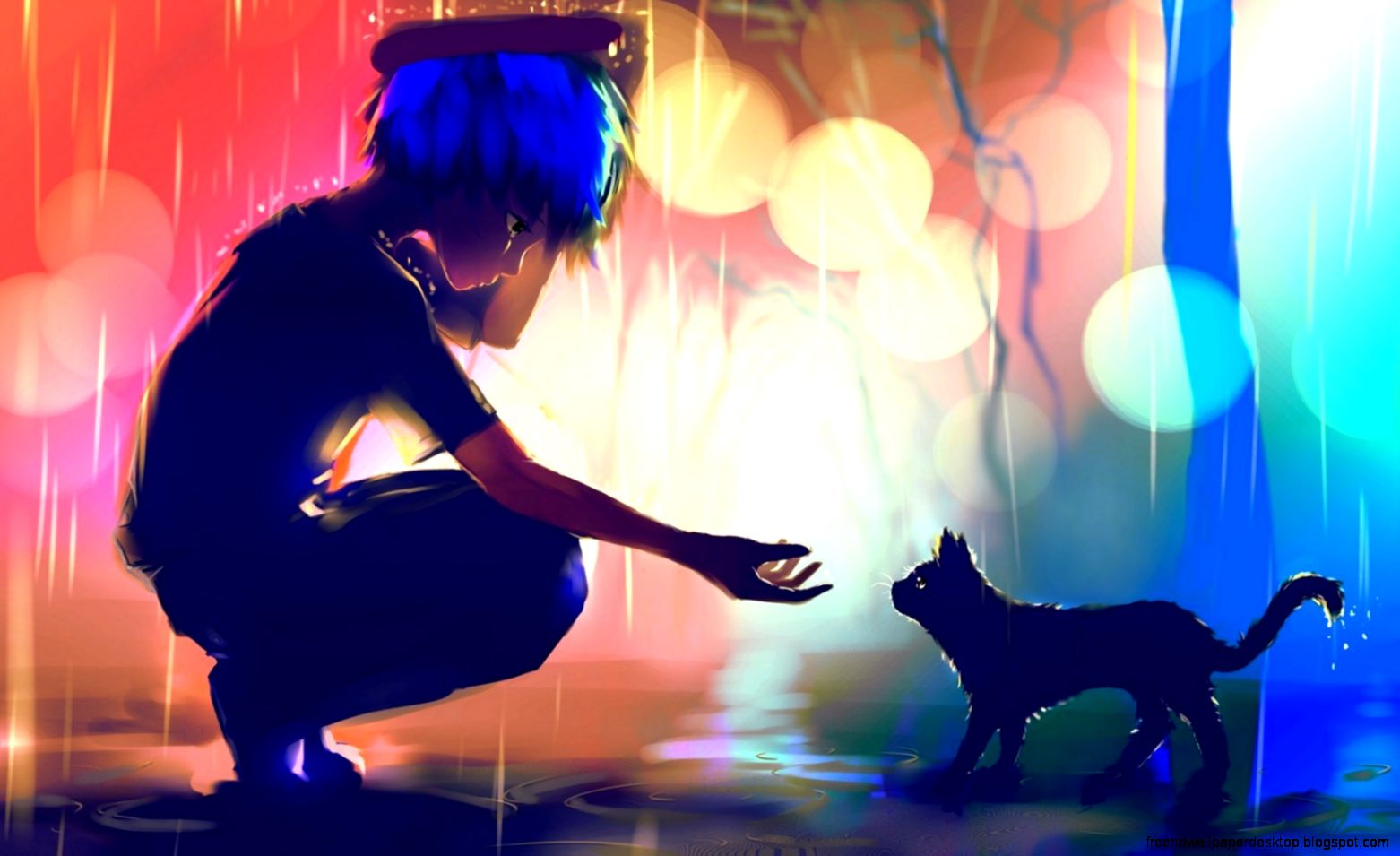 Anime Boy and Cat Anime Boy and Cat