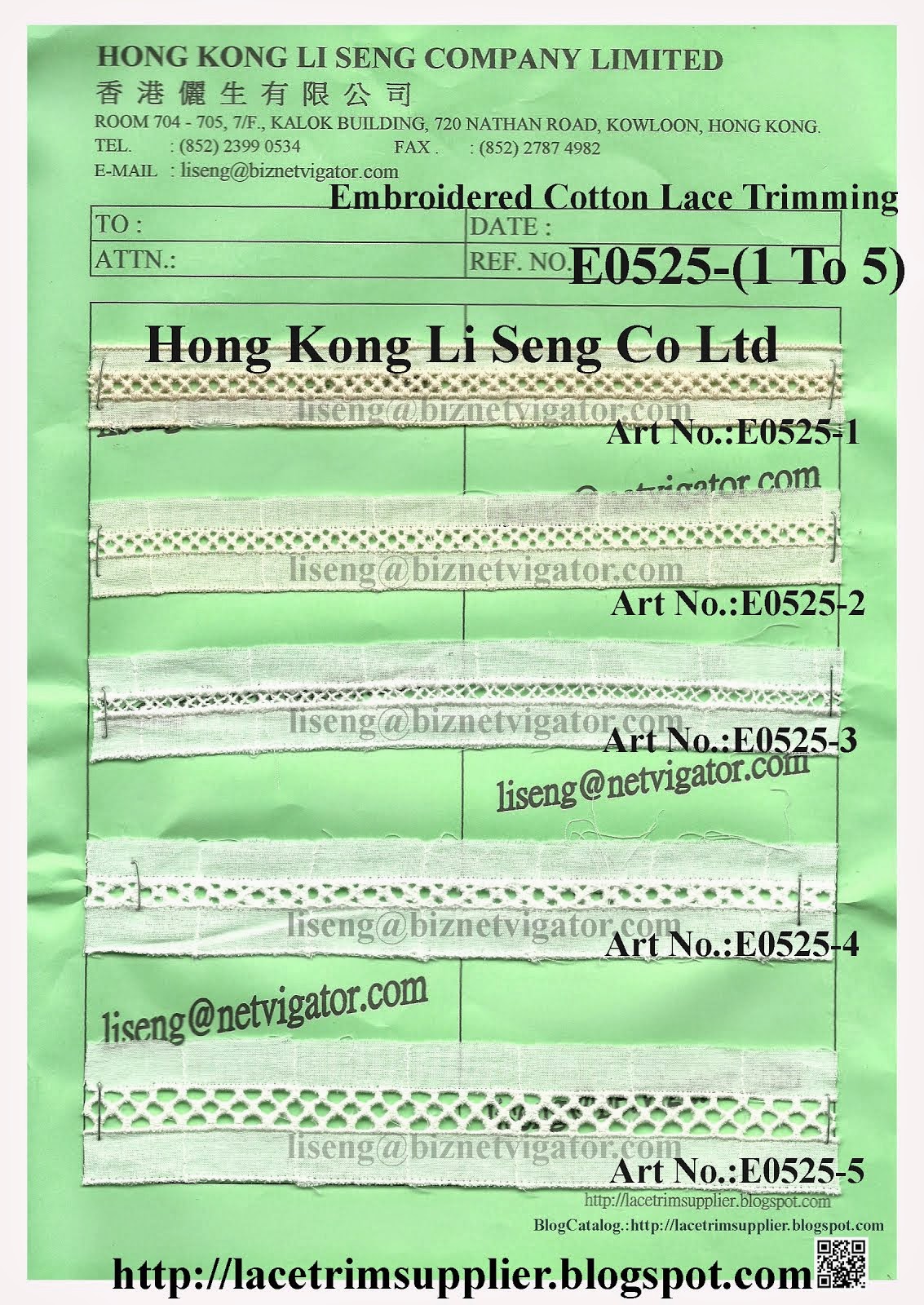 Embroidered Cotton Lace Trimming Factory - Hong Kong Li Seng Co Ltd