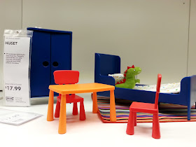 Set of IKEA dolls' bedroom furniture.