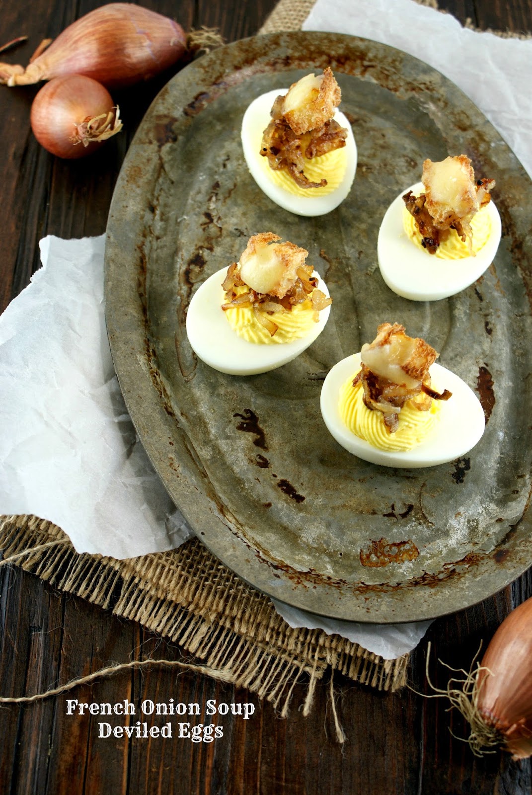 french onion soup deviled eggs | friday night bites
